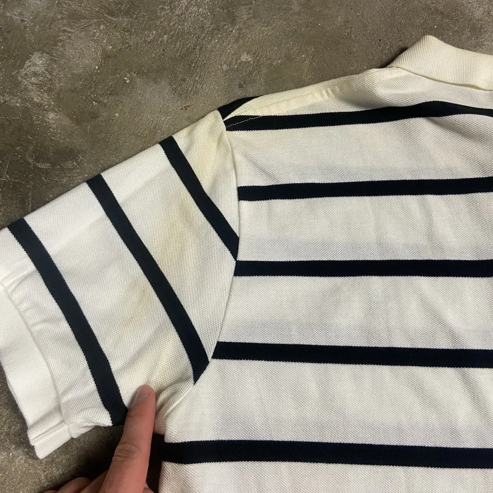 NWT Vintage 90s Polo Ralph Lauren Polo Shirt Size Large Black Striped Pony Logo
